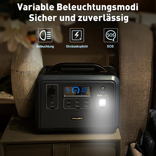 Tragbare Powerstation 1200W Solargenerator mit LiFePO4 FULLSENT Mobile stromversorgung generator mit AC/USB C Port, SOS Licht Solar Stromspeicher für Camping Wohnmobil notfall... – Bild 5
