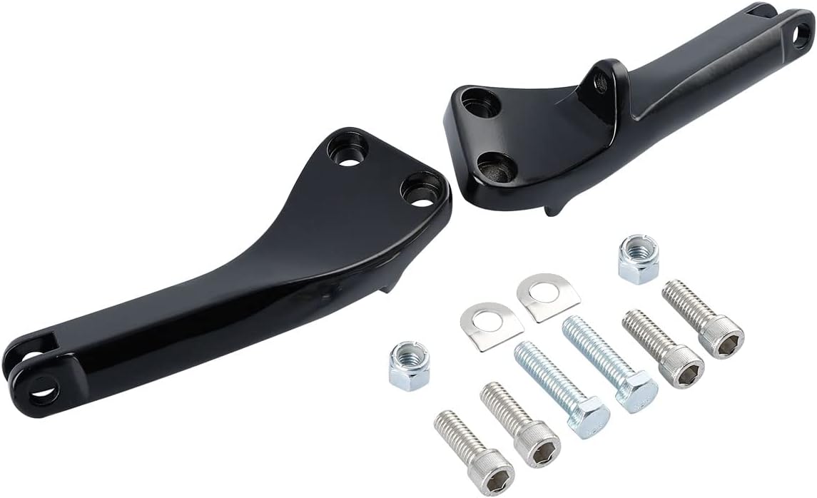 Black Passenger Foot Peg Support Kit Compatible with Harley Dyna Super Glide Street Bob 2006-2017