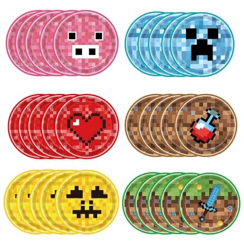 60pcs Minecraft Themed Disposable Paper Plates Cover