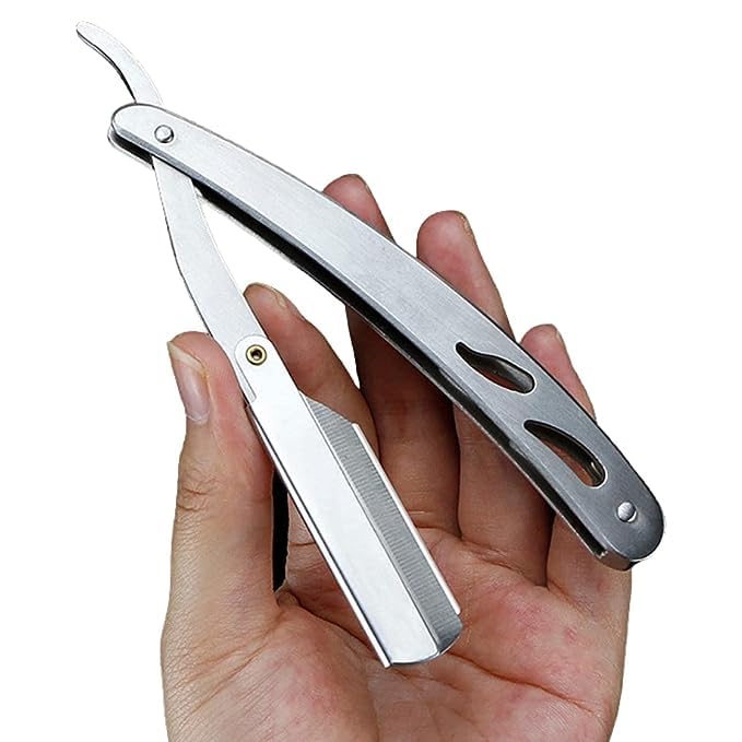 Osking Stainless Steel Matte Black Razor Straight Edge Barber Blade Shaving Razor For Men