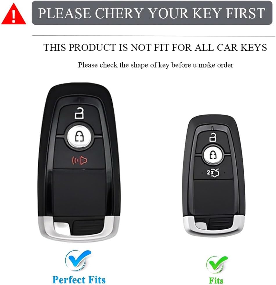 Heavy Key Fob Cover for Ford, Key Fob Case Protector Accessories Fits for Ford 2018-2024 Explorer Edge Bronco F-150 Fusion Maverick Mustang Escape Ranger F250 Expedition Transit (3 Buttton-Silver)