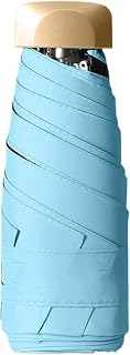 paraply, Kompakt, lätt och bärbar resemodell, vindtät solskydd, ultraviolett 99%(Light Blue)
