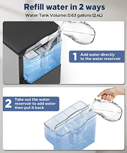 Kndko Self Dispensing Countertop Nugget Ice Maker, Nugget Ice Maker Countertop, 55lbs/24H,Pebble Ice Maker with Self-Cleaning,Crushed Ice Makers for Home Kitchen Bar Party Silver