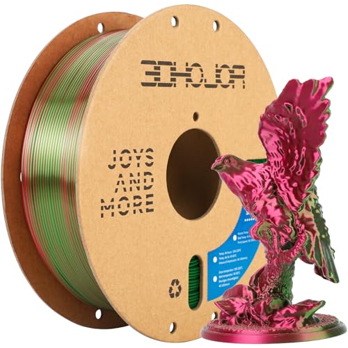 Image of 3DHoJor Silk PLA Filament 1.75mm Red Green Dual Color PLA 3D Printer Filament 2 in 1 Coextrusion 1KG Spool(2.2lbs) 3D Printing Filament Dimensional Accuracy + /- 0.03mm Fits for Most FDM 3D Printers