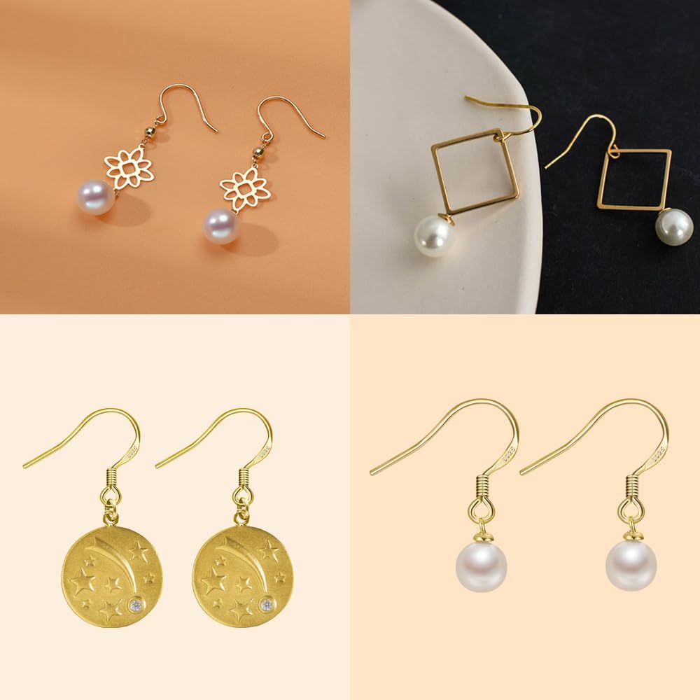 14K Gold Earring Hooks Hypoallergenic 200Pcs Ear Wires + Fish Hooks Jewelry Making Supplies Findings Nickel-Free with 200Pcs Clear Rubber Earring Backs for DIY Jewelry - Image 5