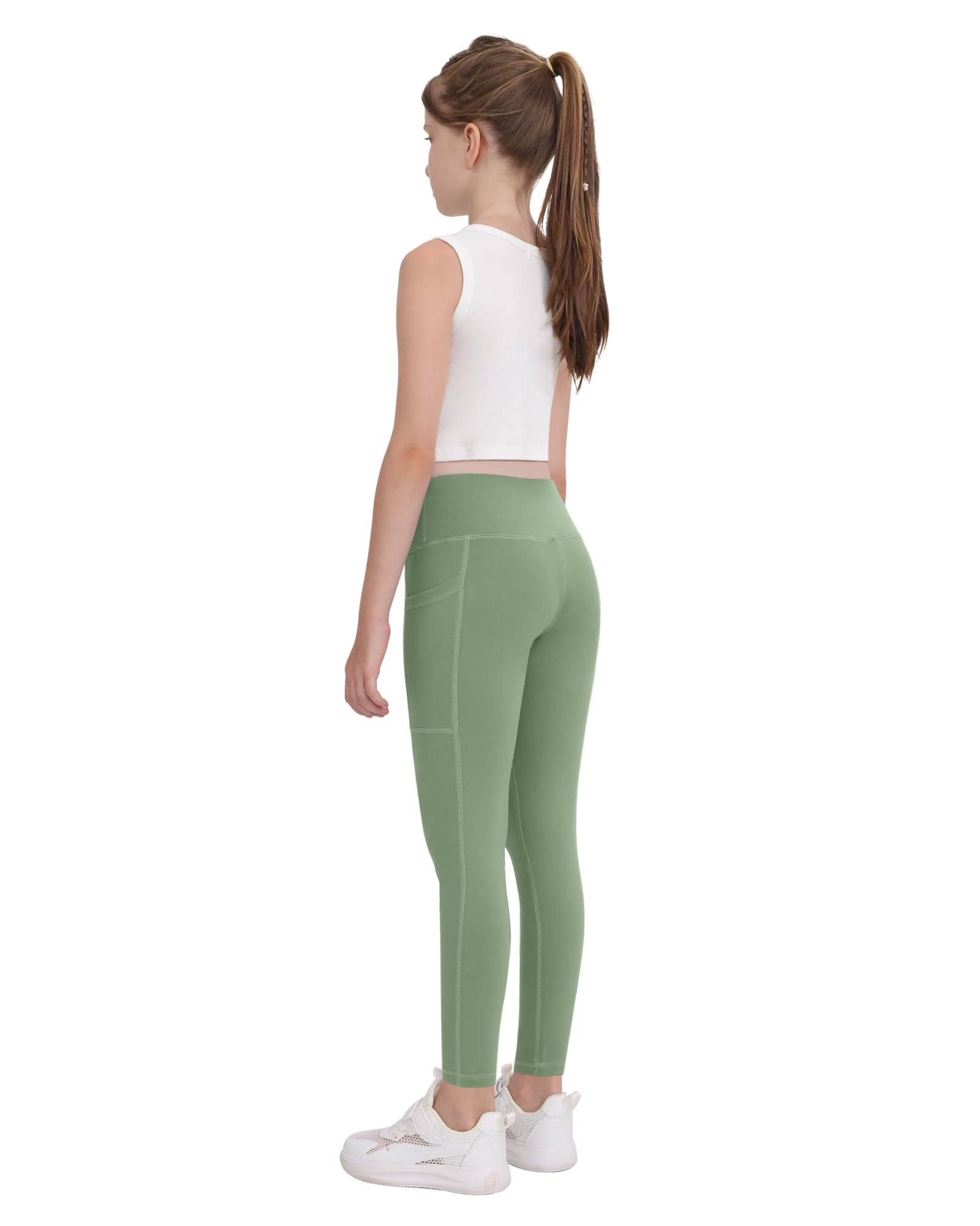 CHRLEISURE Leggings deportivos para niñas con bolsillos, paquete de 5 unidades para niñas, adolescentes, baile, yoga, entrenamiento, correr, pantalones para 5-15 años