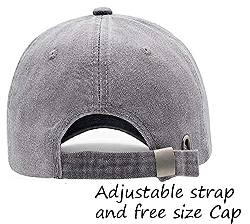 Image of Adjustable Soft Cotton Denim Cap for Men Women Baseball Vintage Washed Distressed Hats Adjustable Stylish Cap Regular Fitted