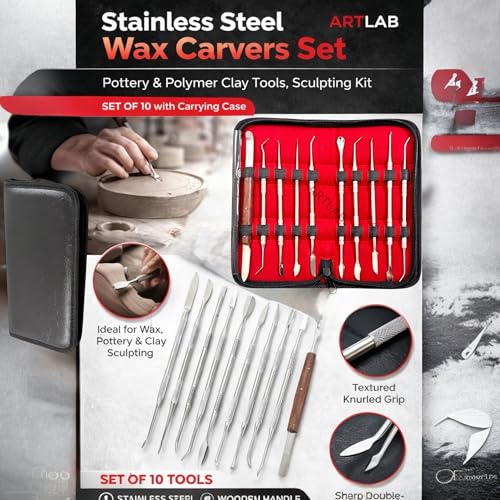 New Premium Wax Carving Tools Set – Stainless Steel Wax & Clay Sculpting Tools – Double Ended Dental and Wax Carvers Tools for Carving Modeling Sculpting and Shaping (Wax Carver Set of 10)