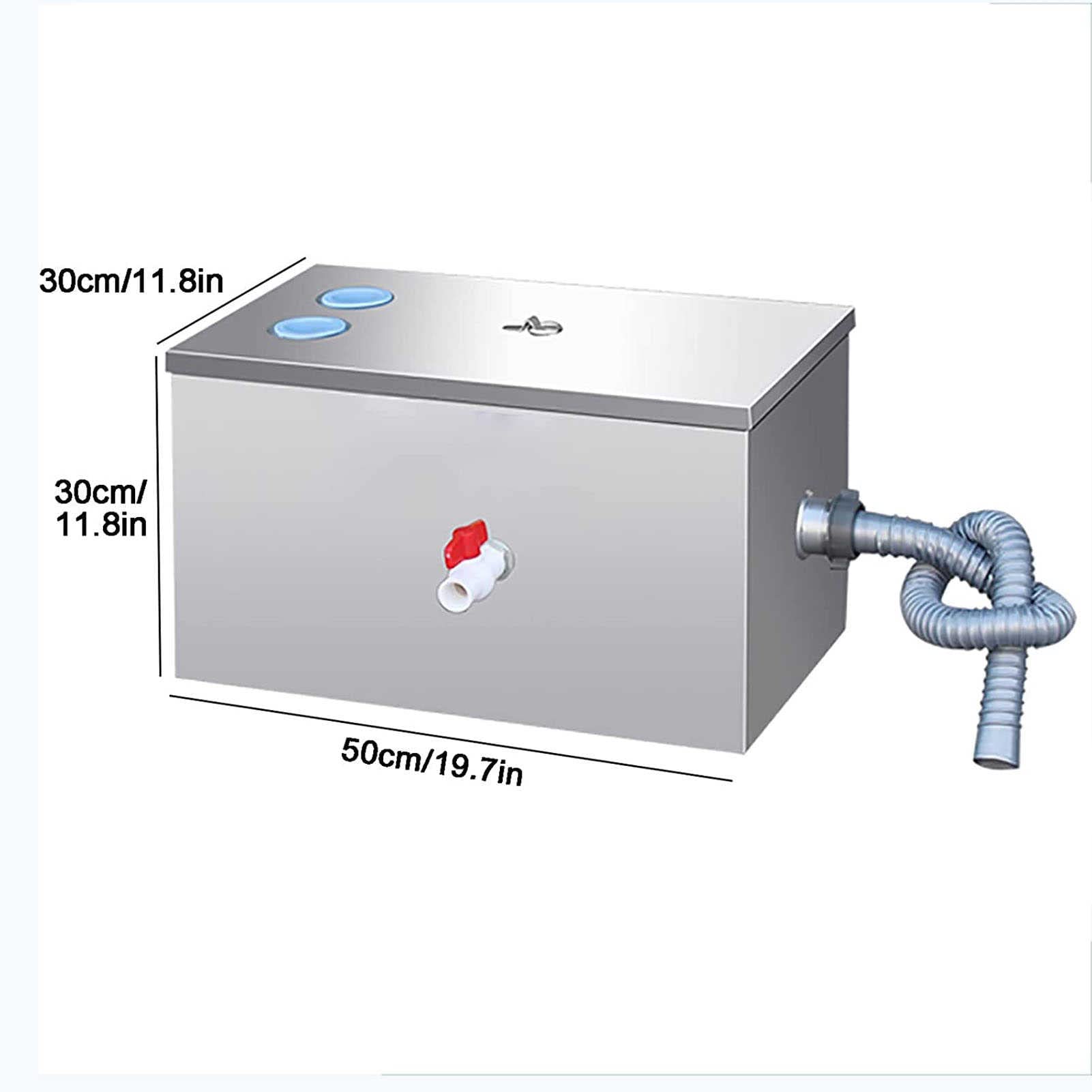 Trampa de Grasa Profesional de Acero Inoxidable, Interceptor de Trampa de Grasa Comercial, Trampa de Grasa Debajo del Fregadero con Entrada Superior para Cocina de Restaurante.