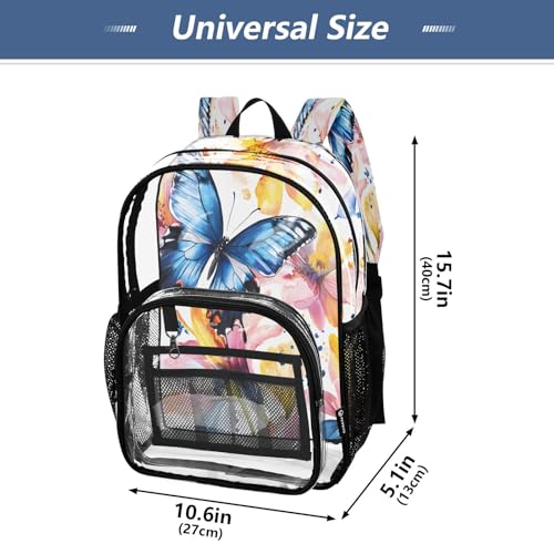 Clear Backpack for School Butterfly Colorful Flowers Transparent Bookbag for Girls See Through PVC Boy Backpacks4