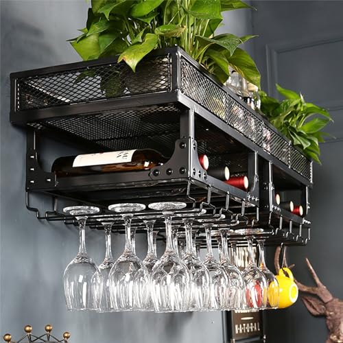 Support pour verres à vin suspendus et étagère à bouteilles - 2