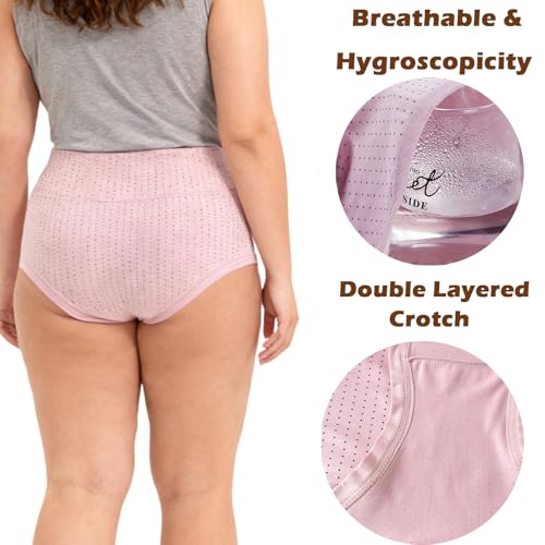 Image of Women's Underwear Plus Size XL-6XL Panties Briefs High Waist Rose Floral Print 6 Pack Undies