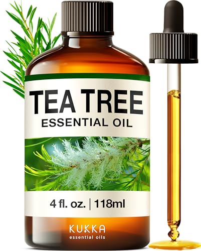 KUKKA essential oils Tea Tree Oil for Hair – Huge 4 Fl Oz – Premium Grade Essential Oils for Diffuser, Aromatherapy, Hair, Skin, Body, Massage & DIY Soap Making Scents