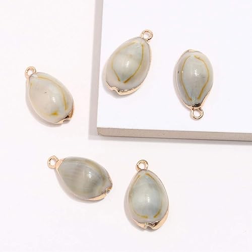 Miniatura 6 de Happyyami Llavero collar 12 piezas de colgante natural chapado en oro Cowrie espiral conchas encanto playa joyería fabricación de cuentas DIY