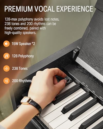 Donner DDP-90 Pro Digital Piano 88 Key Weighted Keyboard, Electric Piano Keyboard Full Size with Folding Cover, Three Pedals, Wireless MIDI Audio, 238 Tones, Gifts for Women Girls Beginners, Black - image 6