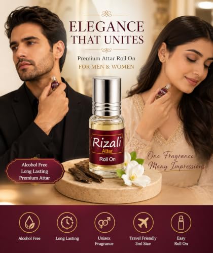 Image of Formless Rizali 3ml Attar Unisex - Premium Exotic Fragrance Oil, Long Lasting Alcohol-Free Perfume, Rich Floral Woody Musky Scent, Pocket Size Roll-On, Travel Friendly Daily Wear & Special Occasions