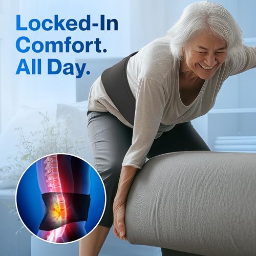 Foto de MODVEL Soporte de espalda, alivio inmediato del dolor de espalda, hernia de disco, ciática, escoliosis, elegible por FSA o HSA, cinturón de soporte lumbar de espalda baja con almohadilla extraíble (imagen 4)