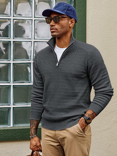 Pull à fermeture éclair en tricot texturé haut de gamme col montant