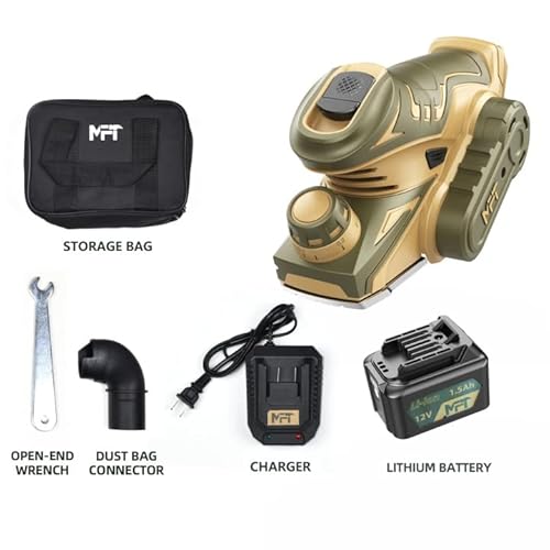 Mft 12V Cordless Planer, 13000 R/Min No-Load Speed Electric Hand Planer, Pre-Assembled Power Planer W/ Knife, Single-Phase Electric Planer W/ 2 Wrenches, 1 Dust Bag, 1 Charger & 1 Battery (Dc502.1) #TOP6