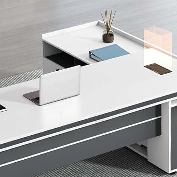 L-Shaped Office Desk with Locking Drawers, 71 Executive Writing Table, Wood Computer Desk, Side Storage, Cable Management, Modern Home Office Furniture (Left)