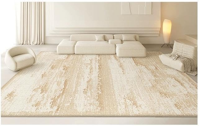 Tapis de salon marron rectangulaire 150 x 180 cm au style moderne épuré