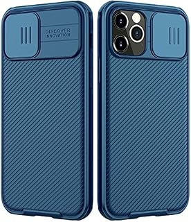 imluckies Compatible with iPhone 12 Pro / 12 Case with Camera Cover, Hard PC Back & Soft Bumper, Protective & Slim Fit, Camera Protection Case for iPhone 12&12 Pro 6.1" 2020-Blue