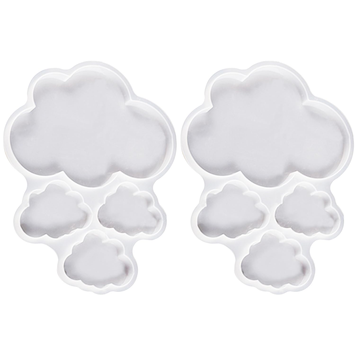 Hinfhi White 2 Pieces Of Four-Connected Cloud Silicone Mold, Creative Simple, Multi-Purpose, Reusable, Resin Gypsum Mold, Diy Handmade Gift Tool.