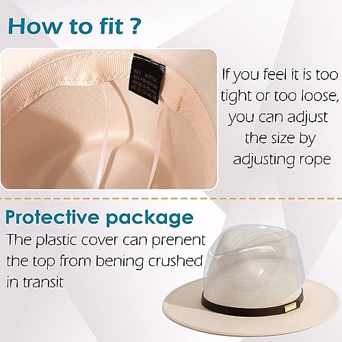 Image of Fedora Hats for Men Wide Brim Panama Hat with Classic Belt