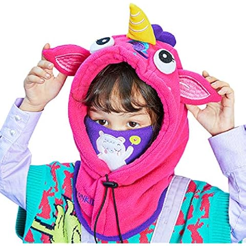 Azarxis Kinder Balaclava, Sturmhaube Winter Mütze Schalmütze Nackenschutz für Mädchen Jungen (Rosenrot) Cover
