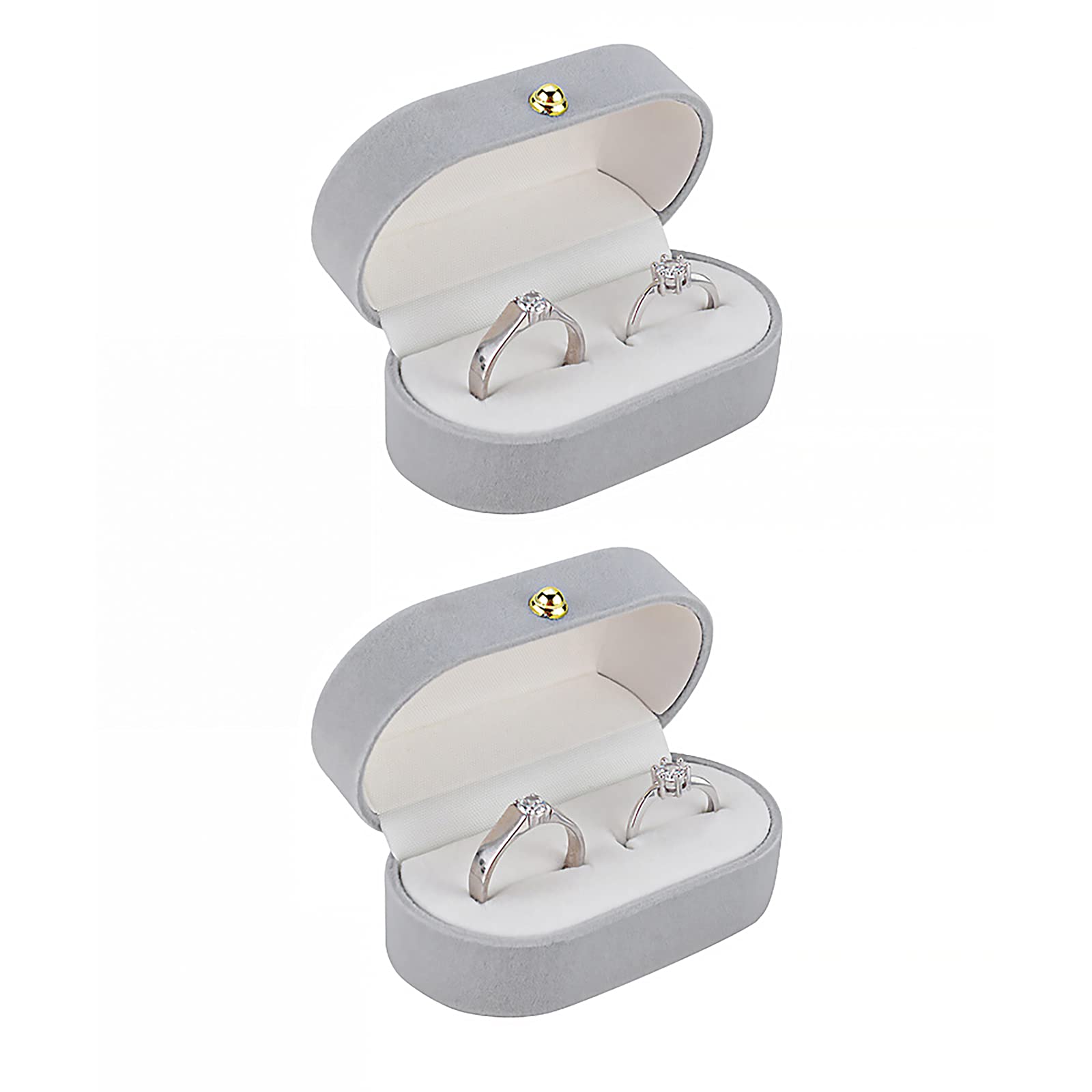 Yijoy Light Grey 2 Pcs Jewelry Box Storage Display Gift Flannel Wedding Ring Single Proposal Farewell Classic Packaging Exquisite Suitable For Wedding Holiday Gifts 2.95*1.57*1.37In