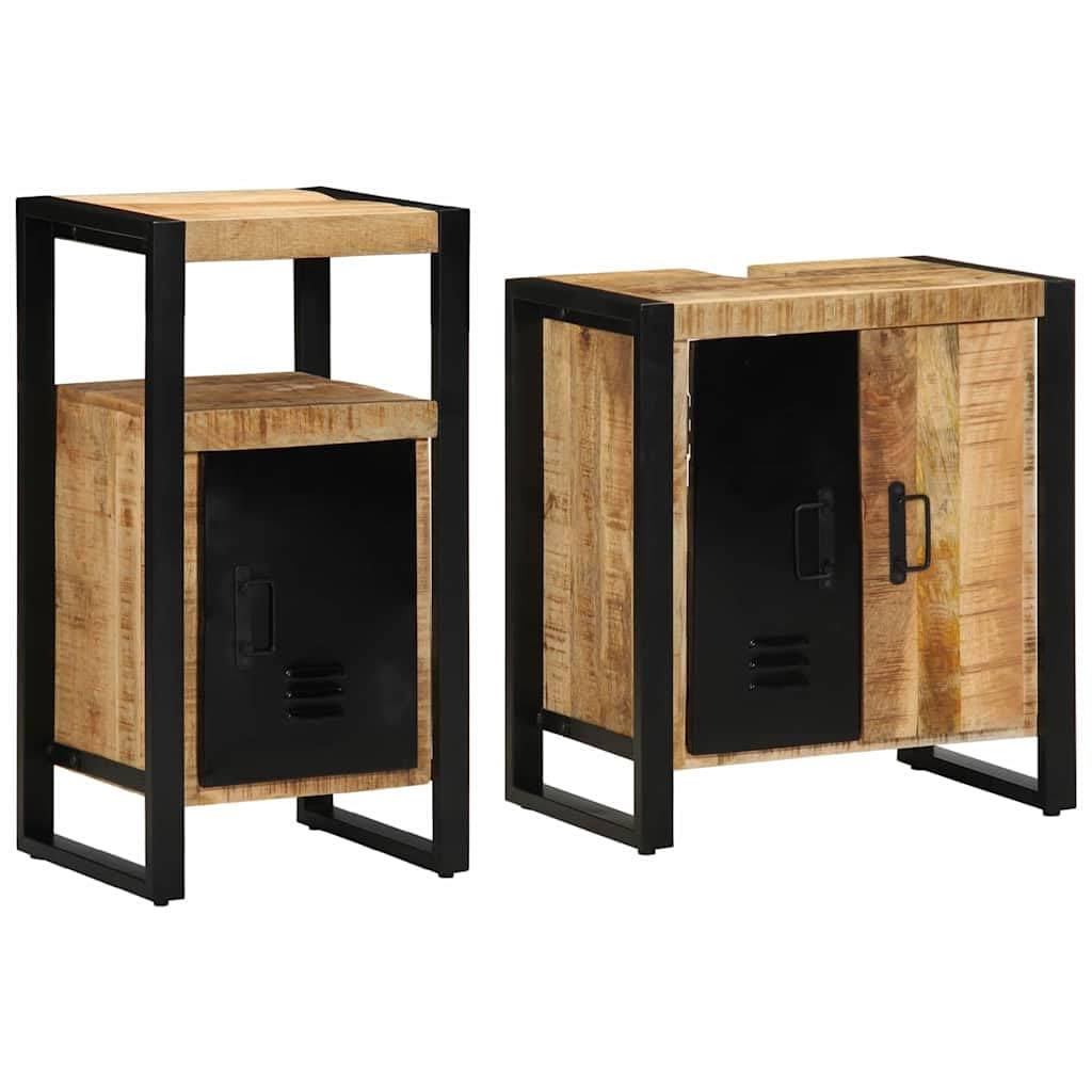 Badezimmermöbel-Set, 2-teilig, Braun und Schwarz