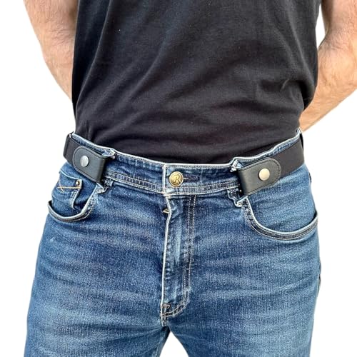 Millennials In Motion No Buckle Adjustable Stretchy Belt with Ring Buckle Elastic Waist Jean Clips to Tighten Waist Snap Beltless Buckless Half Side Belt for Dresses Jeans or Jumpsuit