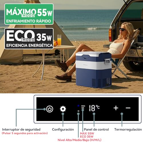 Miniatura 4 de Bingi Nevera Portátil Eléctrica 42l,Nevera Y Congelador Compresor Portátil,Refrigerador De Coche 12v 24v,Mini Frigorífico Ca 220v Para Hogar,Conducción,Camping,Viajes,Barco,-18 C A 18 C