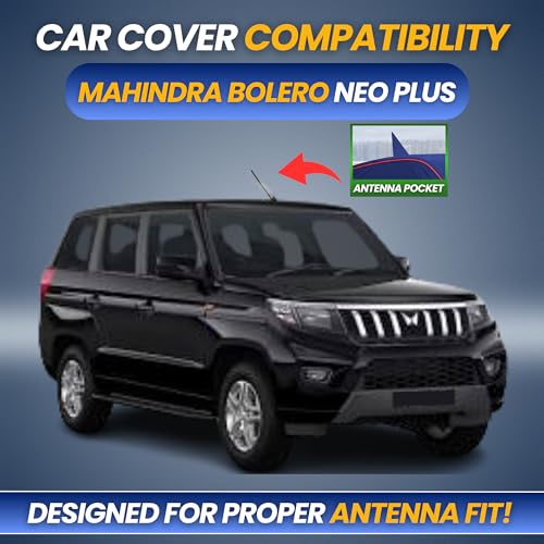 Image of Premium 100% Waterproof Car Cover for Mahindra Bolero Neo Plus 2024-2026 | All-Weather, UV & Dust Protection | Heavy-Duty 3-Layer Fabric | Custom Fit with Mirror & Antenna Pockets | Navy Blue