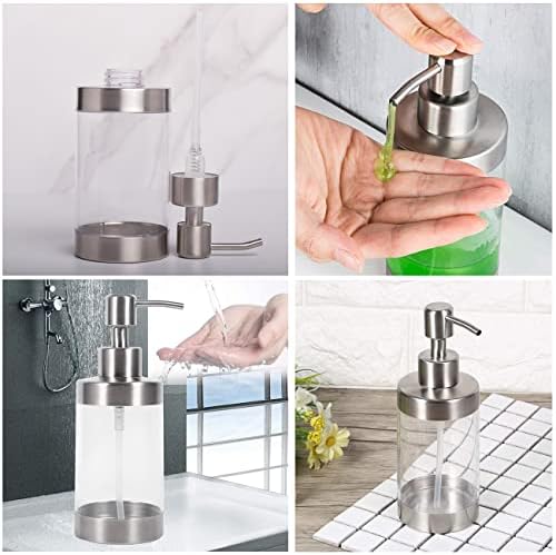 MAX COOK 304 Stainless Steel Soap Dispenser Hand Soap Pump Dispenser Transparent Acrylic Washing up Dispenser with Stainless Steel Pump Suitable for Kitchen and Bathroom etc(Silver)