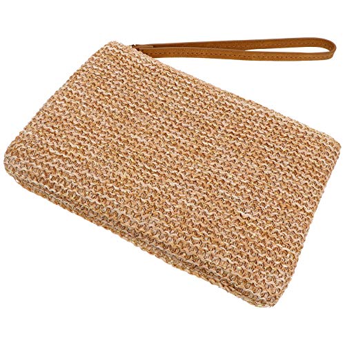 Bolso de mano de paja para mujer, monedero y bolso de mano con cremallera, fabricado en fibra de poliéster y hierba PP. miniatura 4