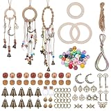 Pack économique:le paquet comprend 2 anneau en bois de 8cm , anneau en bois de 6cm , 10 cordon de serrage de perles, 10 fleur en perles, 40 perle en bois de couleurs mélangées, Corde de chanvre de 15 m et 3mm , corde de chanvre colorée, 17 pendentif en bronze, 10 cloches, 20 anneaux ouverts, etc.. Avec l'ensemble des matériaux, vous pouvez faire 3 cloche de sorcière