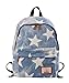 Produktbild Douguyan Freizeitrucksack Canvas Rucksack Schule Daypack Hand Rucksack Notebook Damen Backpack Girls School Travel Bag Kinder Vintage Women Reiserucksack Segeltuch Rucksack 320 Licht Denim Stern