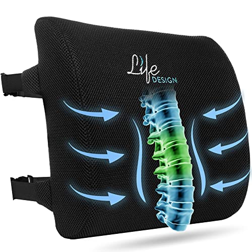 Life Design Lumbar Support Pillow For Office Chair – Memory Foam Pillow For Desk Chair – Back Support For Gaming Chair – Lumbar Support Pillow For Car – Back Pillow For Computer Desk Chair (Black) #TOP28