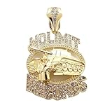 MAXBLING81 Hip Hop Rapper Style Jewelry Simulated Diamond Gold Silver Plated No Limit Record Tank Charm Pendant & 6mm 18' 20' 24' 30' 36' Cuban Chian Necklace Gift (PENDANT ONLY, GOLD)