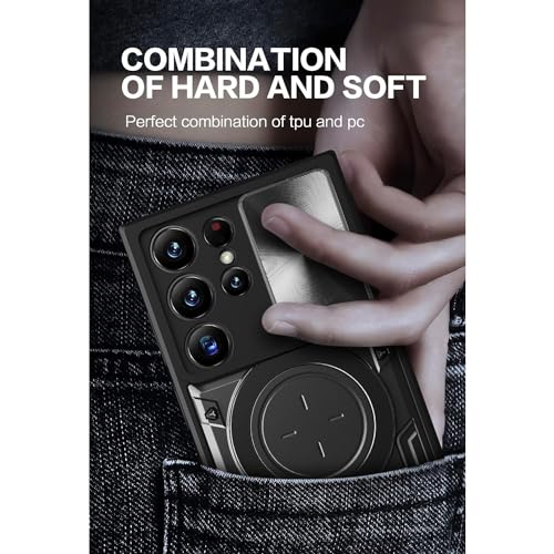 Ysnzaq Capa para Samsung Galaxy S23 Ultra com suporte magnético de anel, [proteção contra quedas de