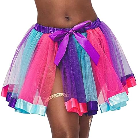 Flovel Women's Tutu Skirt Layered Rainbow Tulle Tutu Skirt Puffy Ballet Dance Skirts Rave Party Performance Festival Costume for Women and Girls(Dark Purple) Cover