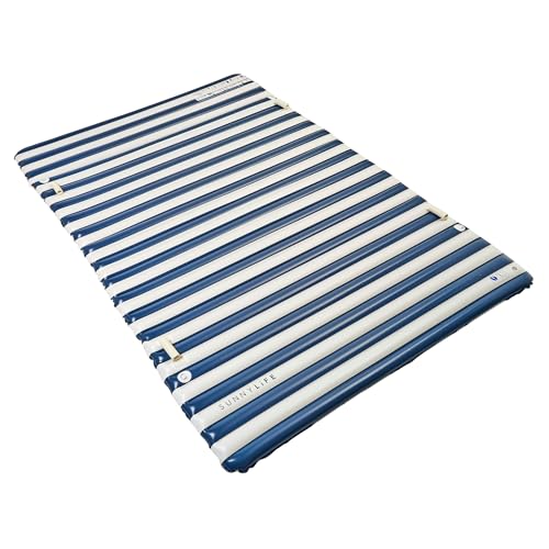 SUNNYLiFE Party Pad Inflatable Water Mat, Marine Stripe, PVC, 102.36 x 77.17 x 3.94 inches, 5.29 lbs