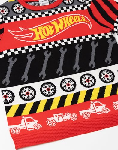 Pull de Noël Hot Wheels garçon tricot amusant manches longues rond