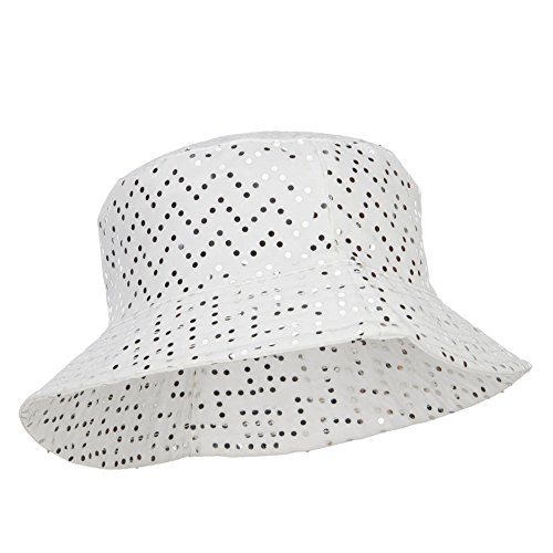 Ladies Bling Disk Bucket Hat - White Osfm #TOP3