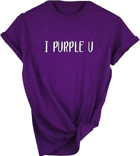Tshirts for Bangtan Boys Women Sleeve I Purple You Letter Printed T-Shirt for Korean Pop Merchandise Purple Color