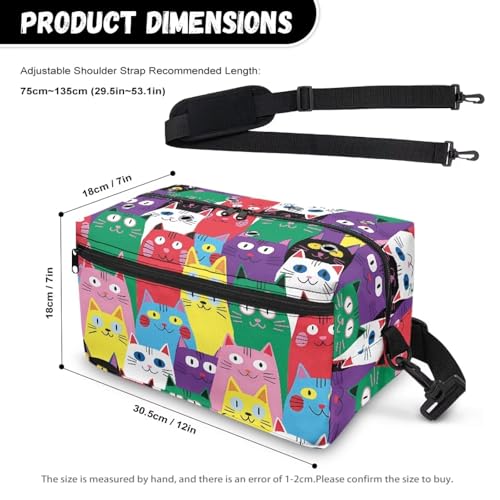 Image of Drnuikhe Colorful Cats Large Crochet Bag Knitting Bags and Totes Organizer, Large Capacity Yarn Storage for Knitting Needles, Crochet Hooks and Other Accessories