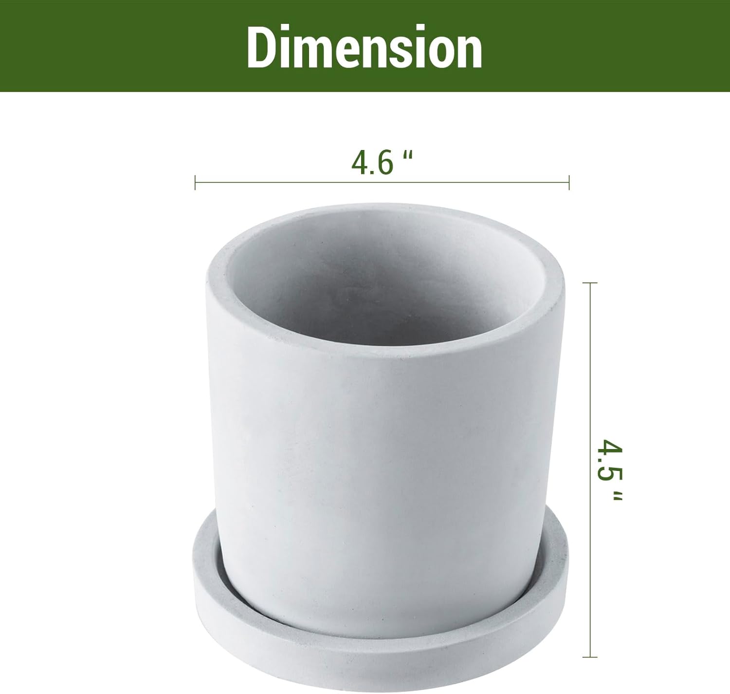 MyGift Set of 2 Mini 4-Inch Gray Cement Succulent Planters – Modern Unglazed Concrete Plant Pots with Removable Saucers