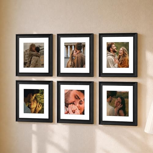 Image of Art Street Wooden Photo Frame for living room, Aesthetic Cave Design Photo Frames for Photograph, Art Work, Certificates Set of 6 (12x12 Inch, Black)