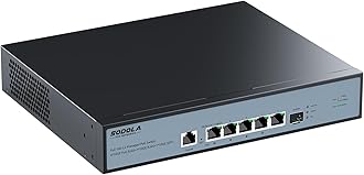 SODOLA 10Gb L2 Managed Switch, 5 x 10G RJ-45 Ports,1 x 10G SFP+ Port,Support LACP, VLAN, QoS, 10G/5G/2.5G/1000M/100M Auto-Negotiation, Multi-Gigabit Managed Ethernet Switch